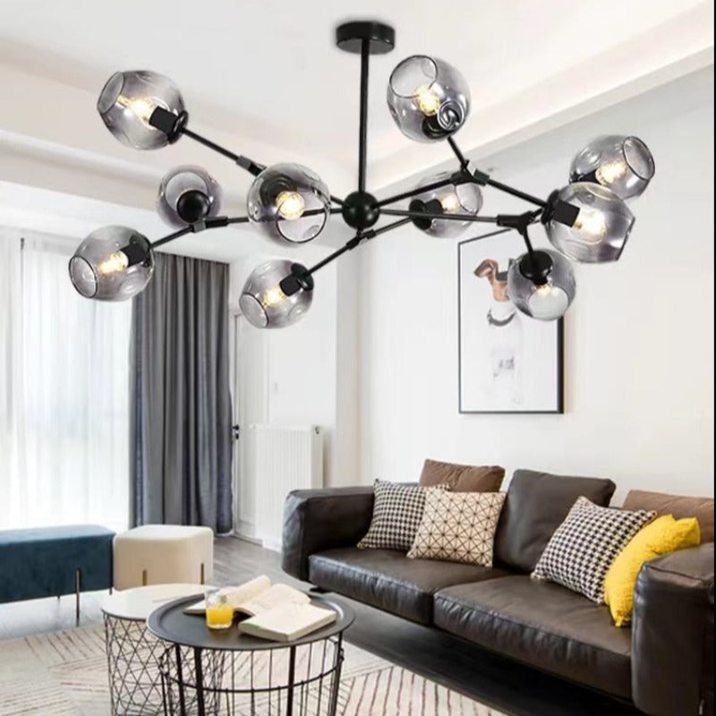 Valentina Suspension Multi Retro, Metal/Verre, Noir/Or, Chambre - Neutralighting
