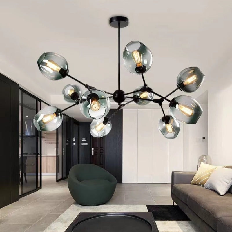 Valentina Suspension Multi Retro, Metal/Verre, Noir/Or, Chambre - Neutralighting