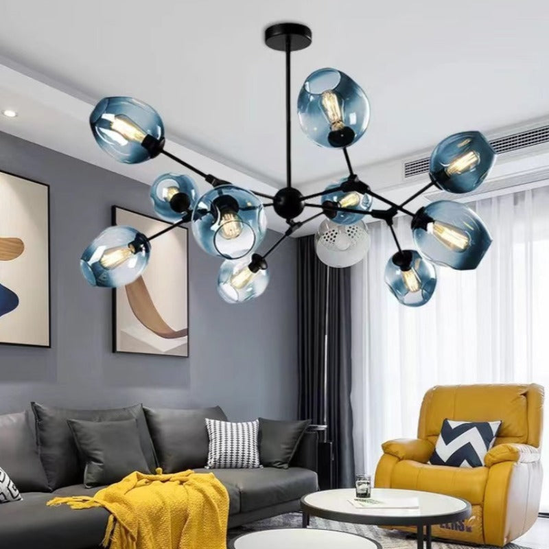 Valentina Suspension Multi Retro, Metal/Verre, Noir/Or, Chambre - Neutralighting