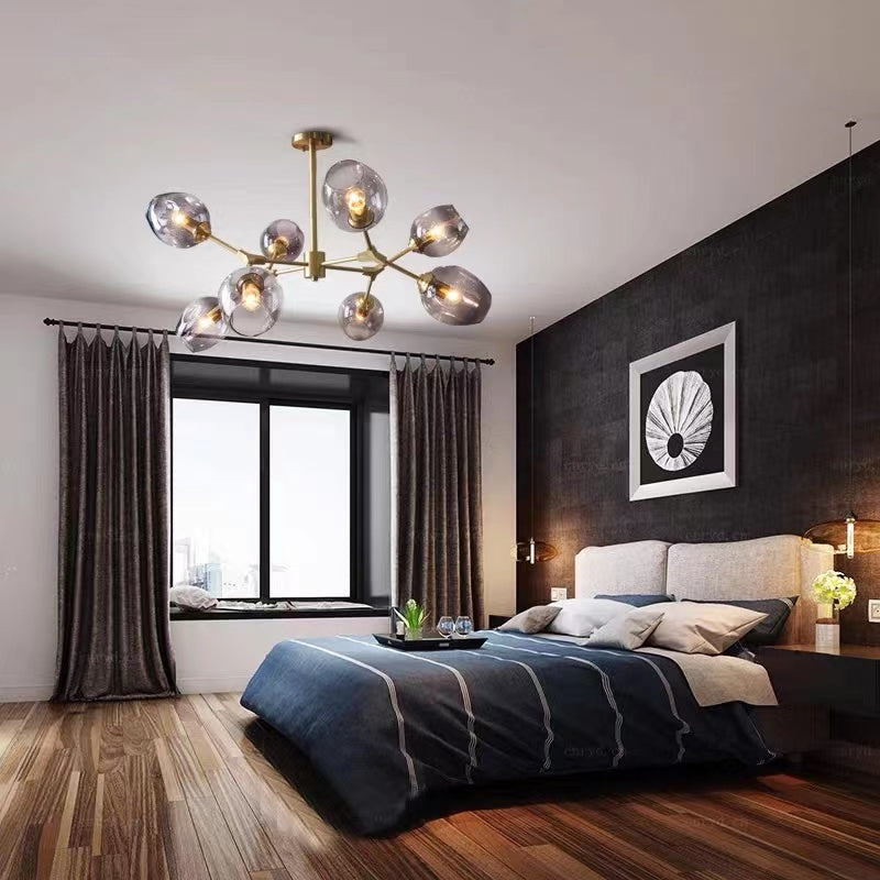 Valentina Suspension Multi Retro, Metal/Verre, Noir/Or, Chambre - Neutralighting