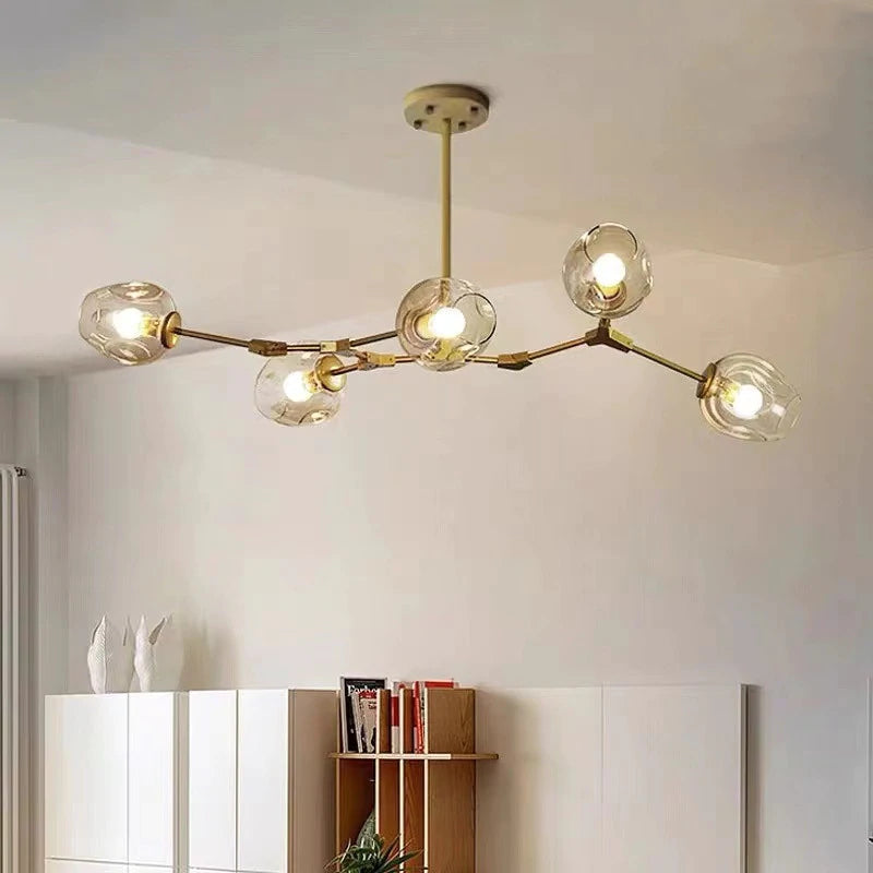 Kirae Suspension Nordique. Verre. Noir/Or. Salon
