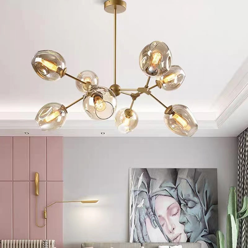 Valentina Suspension Multi Retro, Metal/Verre, Noir/Or, Chambre - Neutralighting