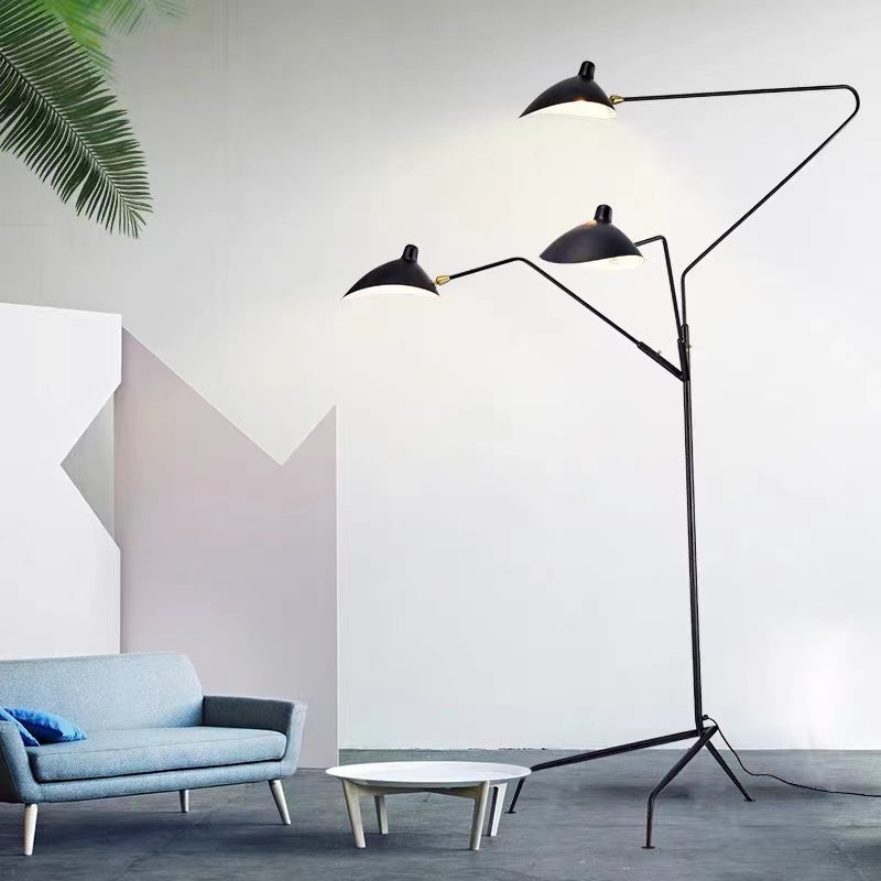 Arisha Lampadaire Cône Industriel, Métal, Noir, Salon - Neutralighting