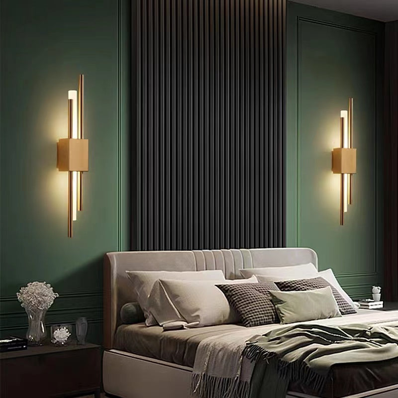 Drena Applique Murale Linéaire Moderne Marbre. Blanc/Vert/Or. Salon - Neutralighting