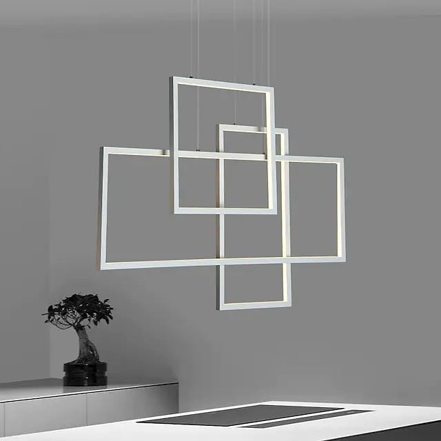 Arisha Lustre Rectangulaire Moderne, Métal/Gel de Silice, Noir/Blanc, Salon - Neutralighting