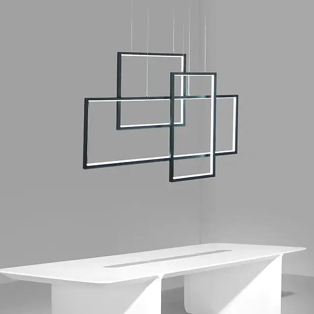 Arisha Lustre Rectangulaire Moderne, Métal/Gel de Silice, Noir/Blanc, Salon - Neutralighting