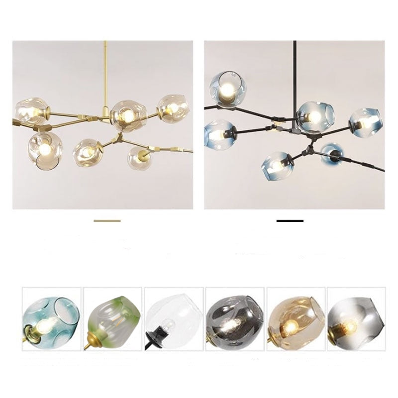 Kirae Suspension Nordique. Verre. Noir/Or. Salon