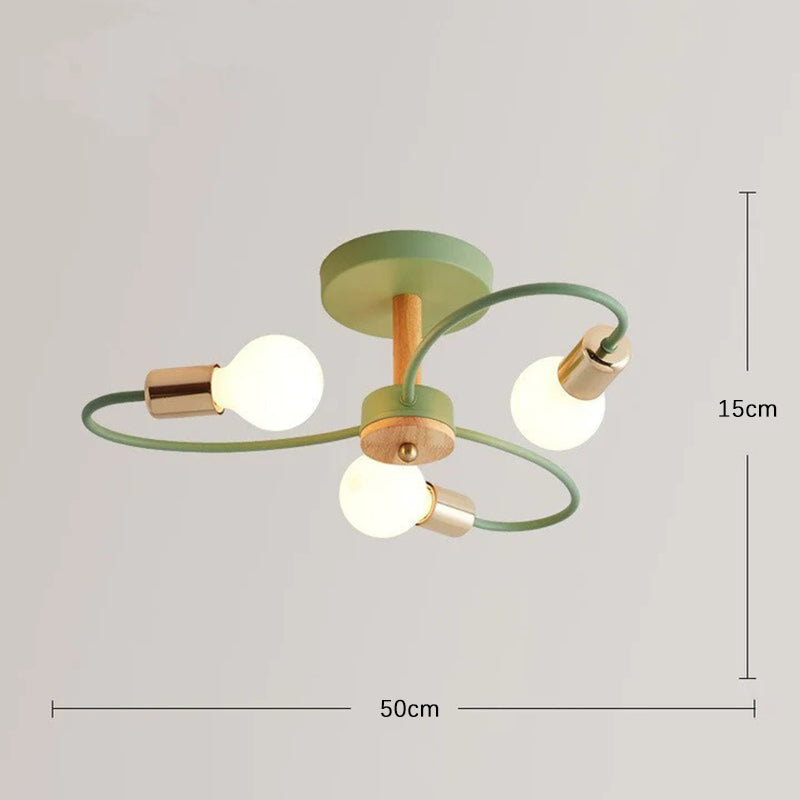 Aria Plafonnier Fleur Nordique, Metal/Verre, Vert/Gris, Chambre