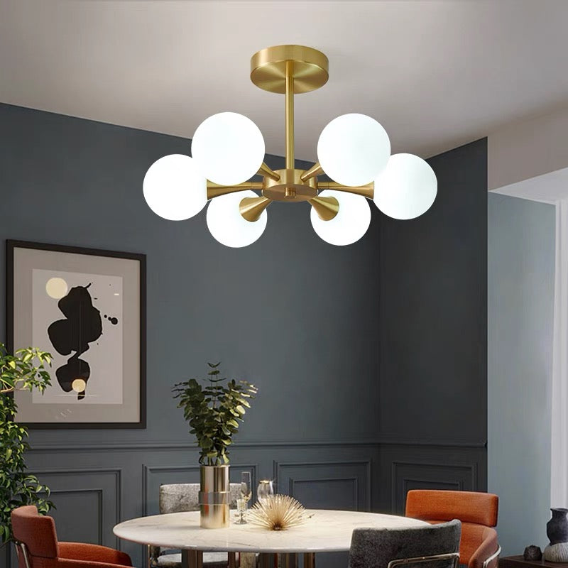 Valentina Suspension Boule Moderne, Laiton/Verre, Blanc/Claire, Salon - Neutralighting