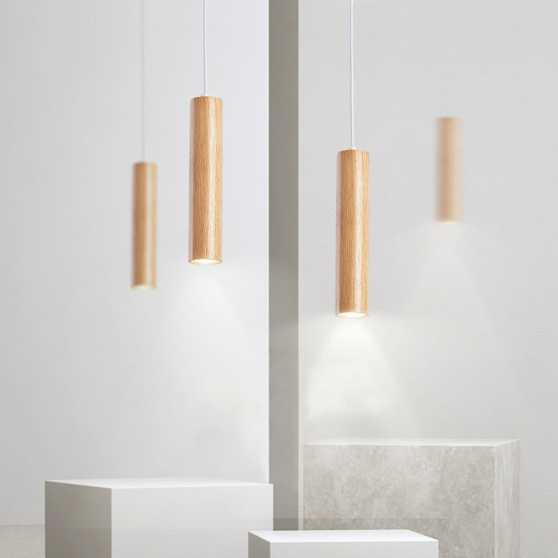 Muto Suspension Cylindre Moderne, Bois/Acrylique, Jaune/Brun, Salon - Neutralighting