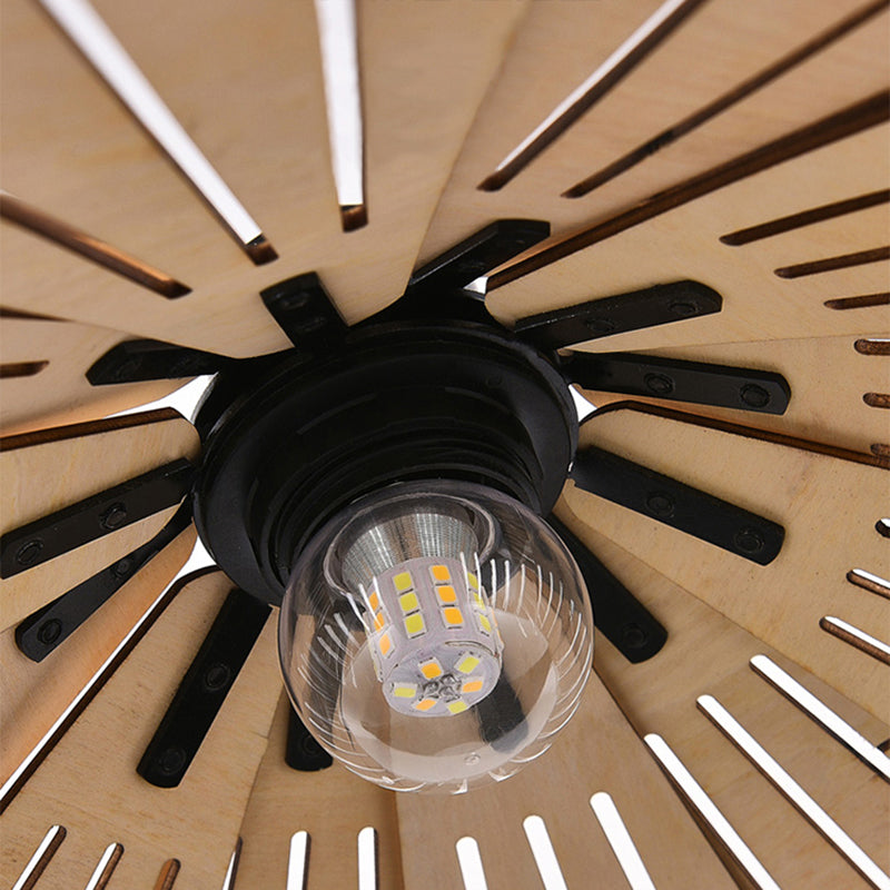 Muto Luminaires Suspension Rétro, Jaune/Brun, Métal & Bois - Neutralighting
