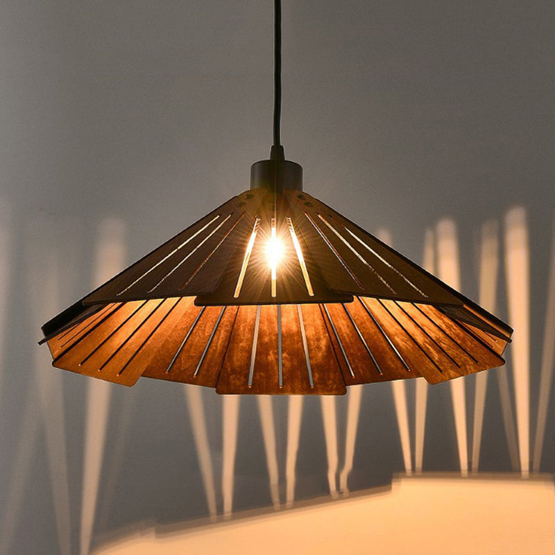 Muto Luminaires Suspension Rétro, Jaune/Brun, Métal & Bois - Neutralighting