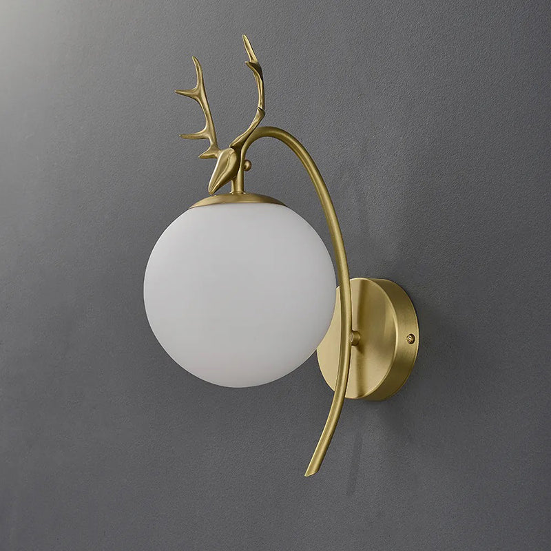 Valentina Applique Murale Bois de Cerf Art-Déco Moderne Métal/Verre Noir/Or Salon - Neutralighting