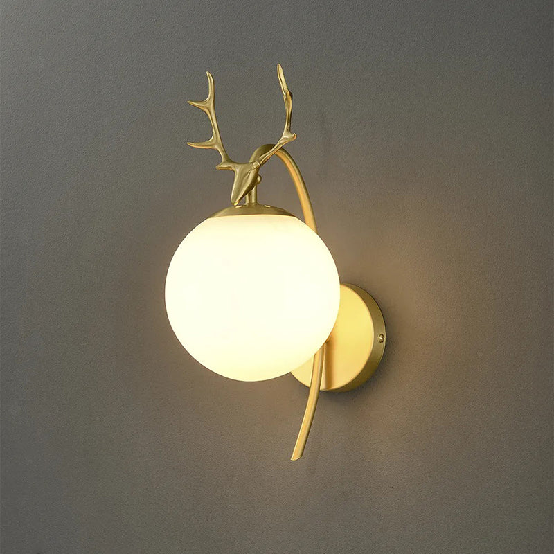 Valentina Applique Murale Bois de Cerf Art-Déco Moderne Métal/Verre Noir/Or Salon - Neutralighting