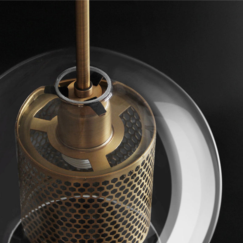 Hessa Suspension Globe/Cylindre Moderne. Métal/Verre. Doré/Argent. Salon