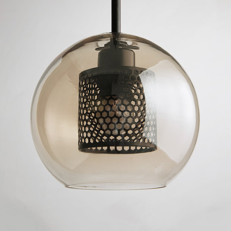 Hessa Suspension Globe/Cylindre Moderne. Métal/Verre. Doré/Argent. Salon