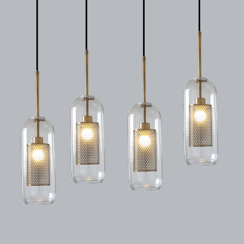 Hessa Suspension Globe/Cylindre Moderne. Métal/Verre. Doré/Argent. Salon