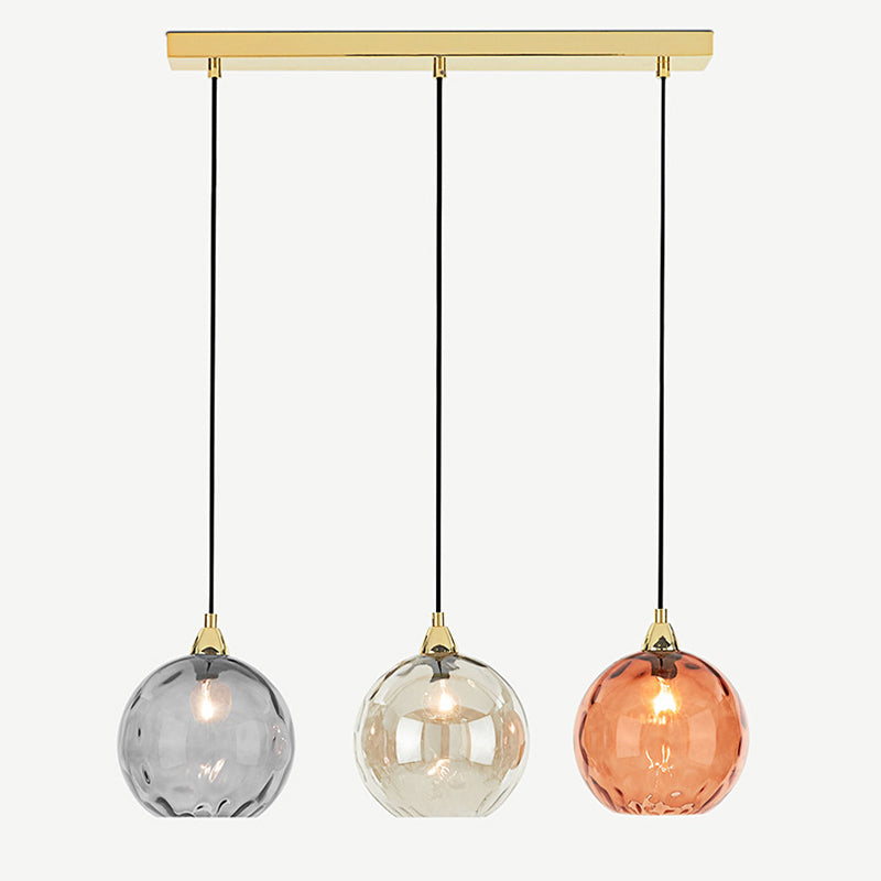 Valentina Suspension Boule Ondulation Nortique Métal/Verre Vert/Gris Salon - Neutralighting