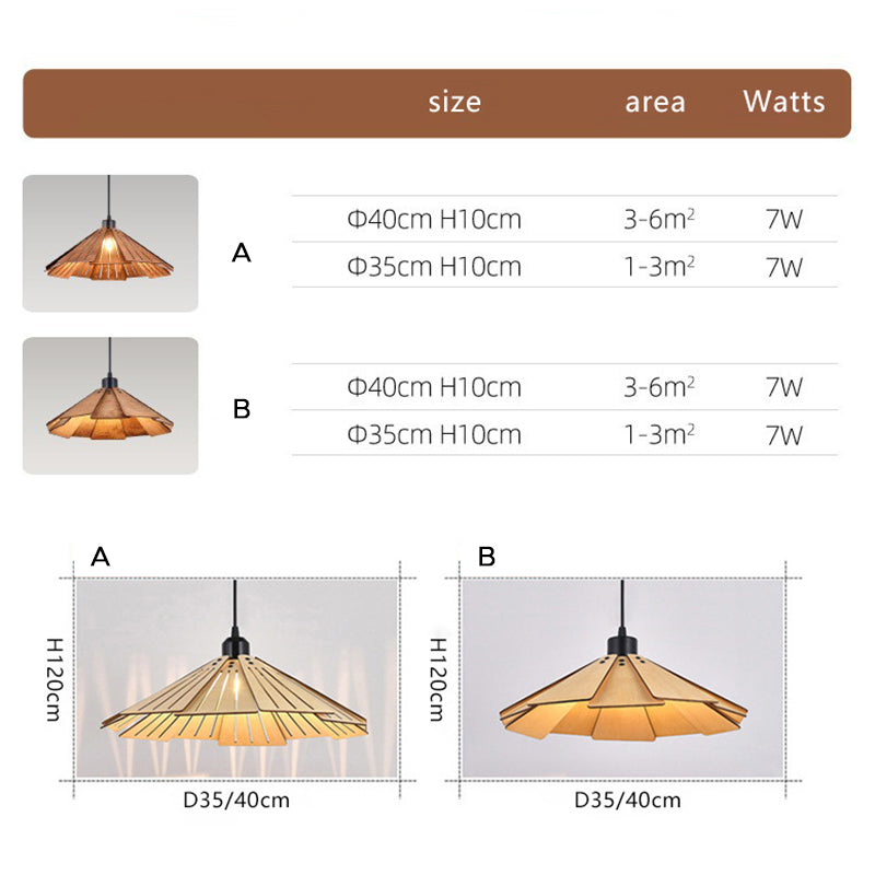Muto Luminaires Suspension Rétro, Jaune/Brun, Métal & Bois - Neutralighting