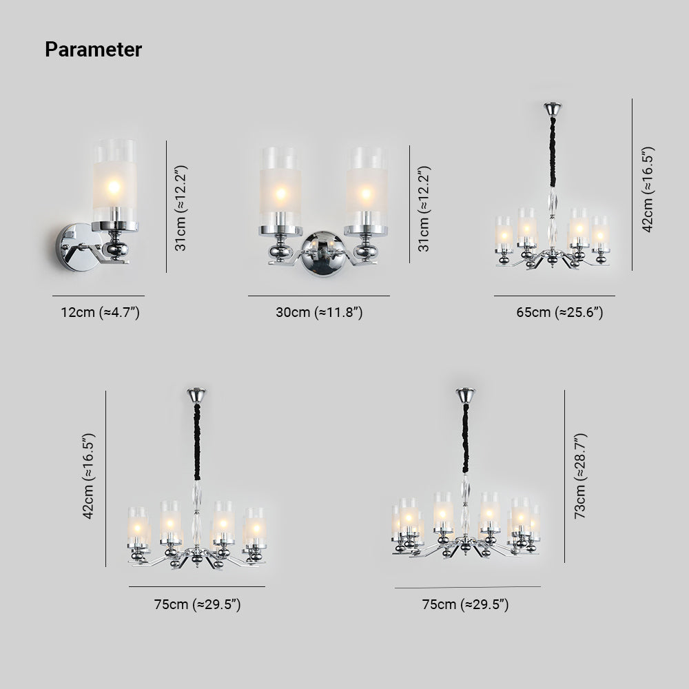 Silva Suspension Cylindre Moderne, Métal/Verre, Chromé, Salon/Salle à Manger - Neutralighting