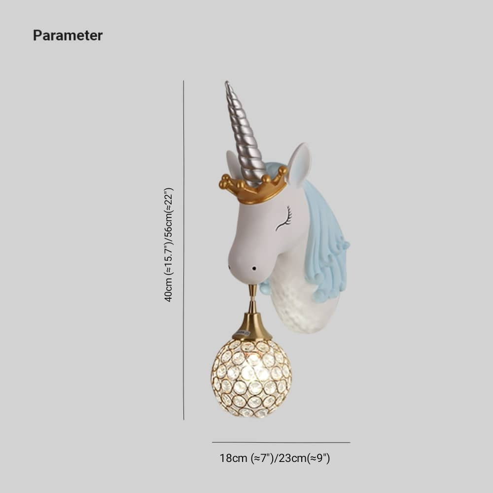 Aria Applique Murale Moderne Licorne/Fraise, Rose/Bleu, Chambre d'enfants - Neutralighting