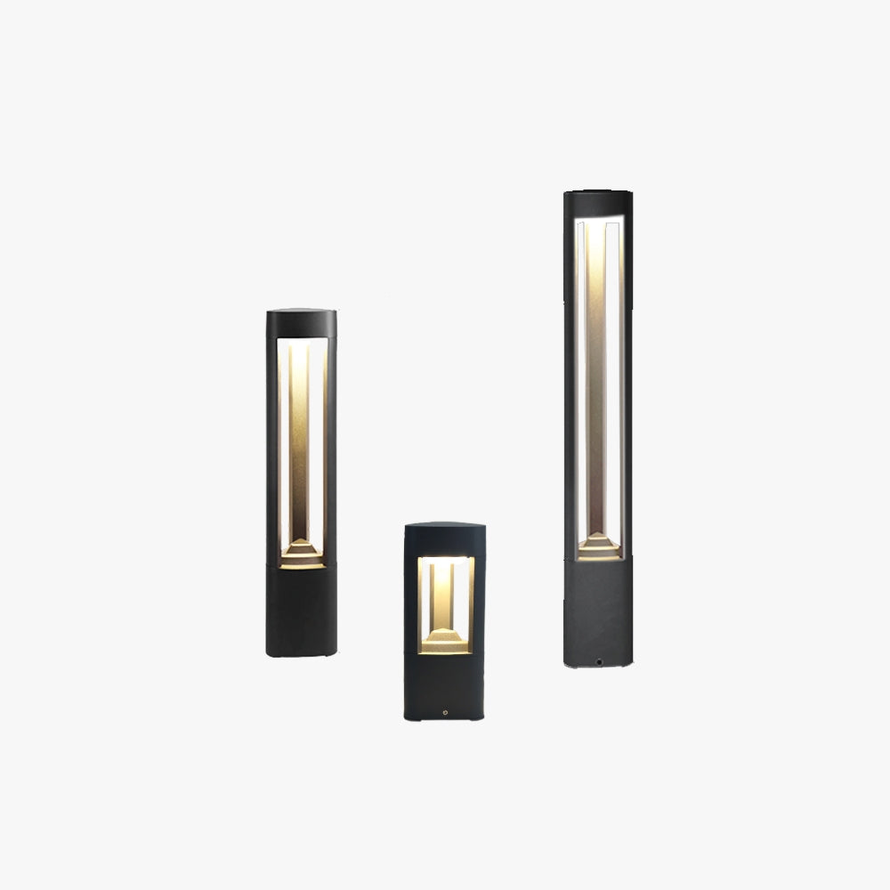 Ray Extérieure Rectangulaire Solaire Minimaliste, Métal/Acrylique, Noir, Extérieur - Neutralighting