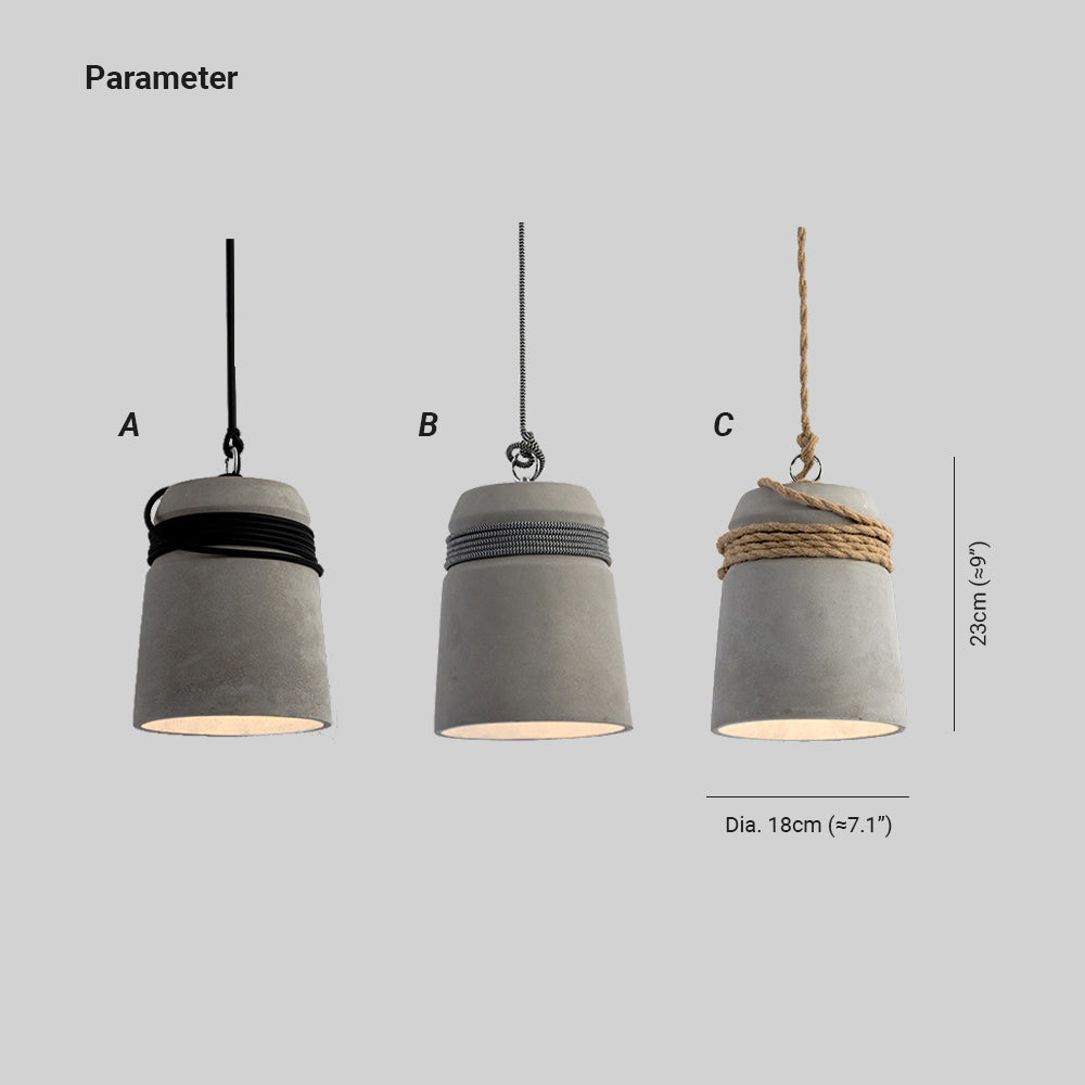Arisha Luminaires Suspensions Cylindre Industriel Métal/Ciment Gris Chambre/Salon - Neutralighting