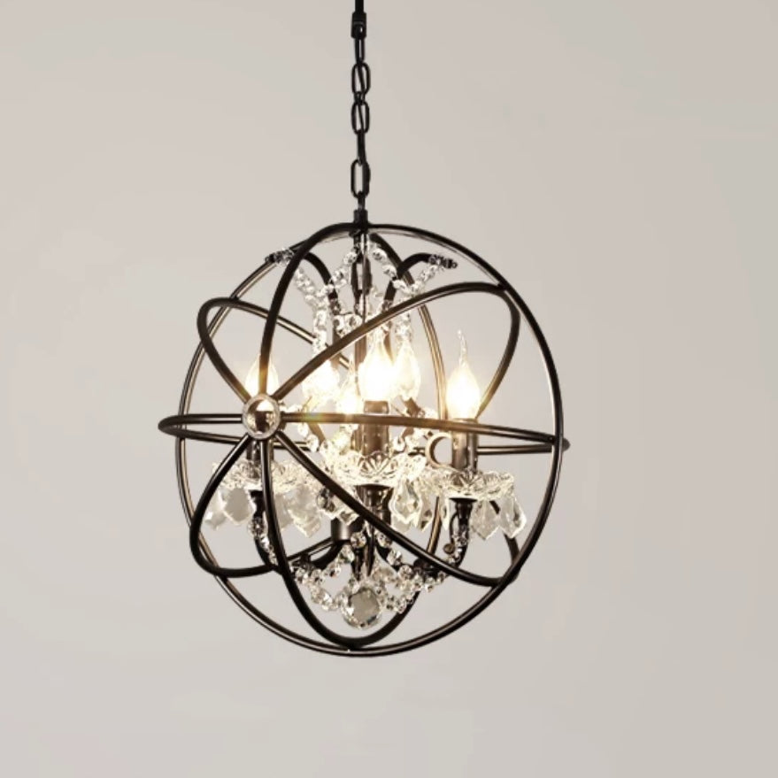 Kirsty Industrie LED Suspension Noir Métal Cristal Salon Salle à manger - Neutralighting
