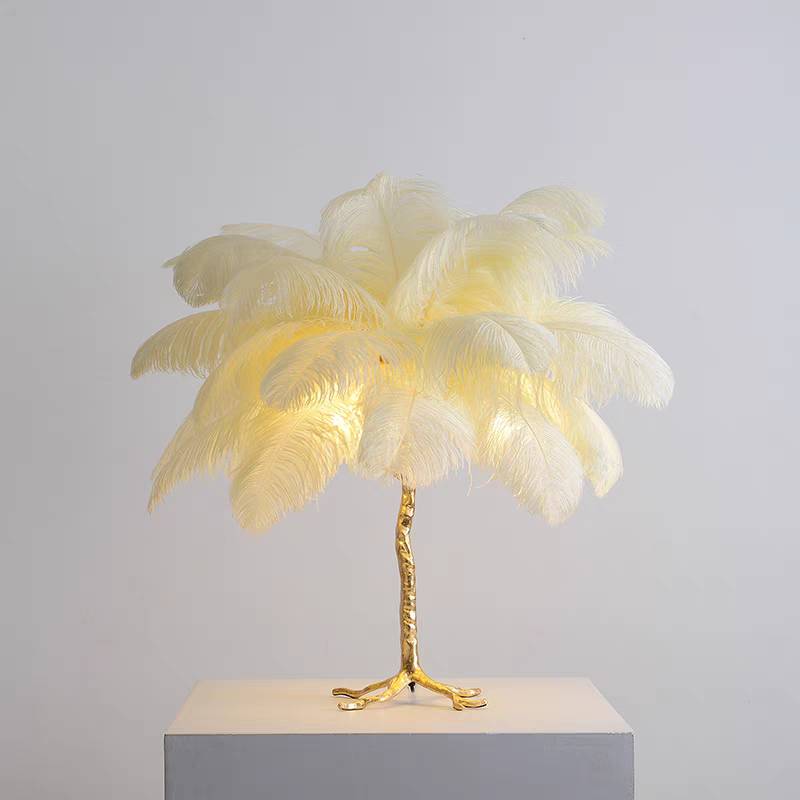 Lampadaire Fleur Luxe Plume/Métal Coloré Salon