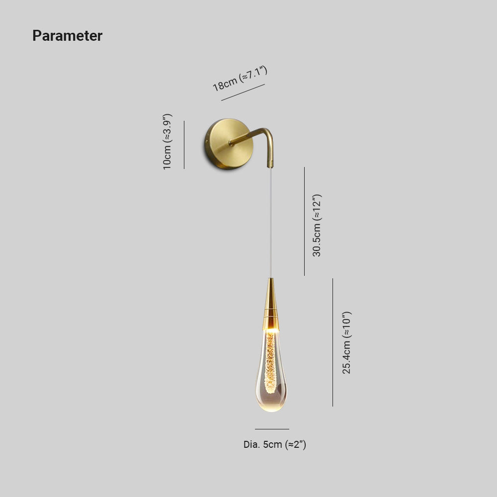 Kristy Design LED Applique Murale Goutte d’Eau Moderne Cristal Noir/Or Chambre à Coucher - Neutralighting