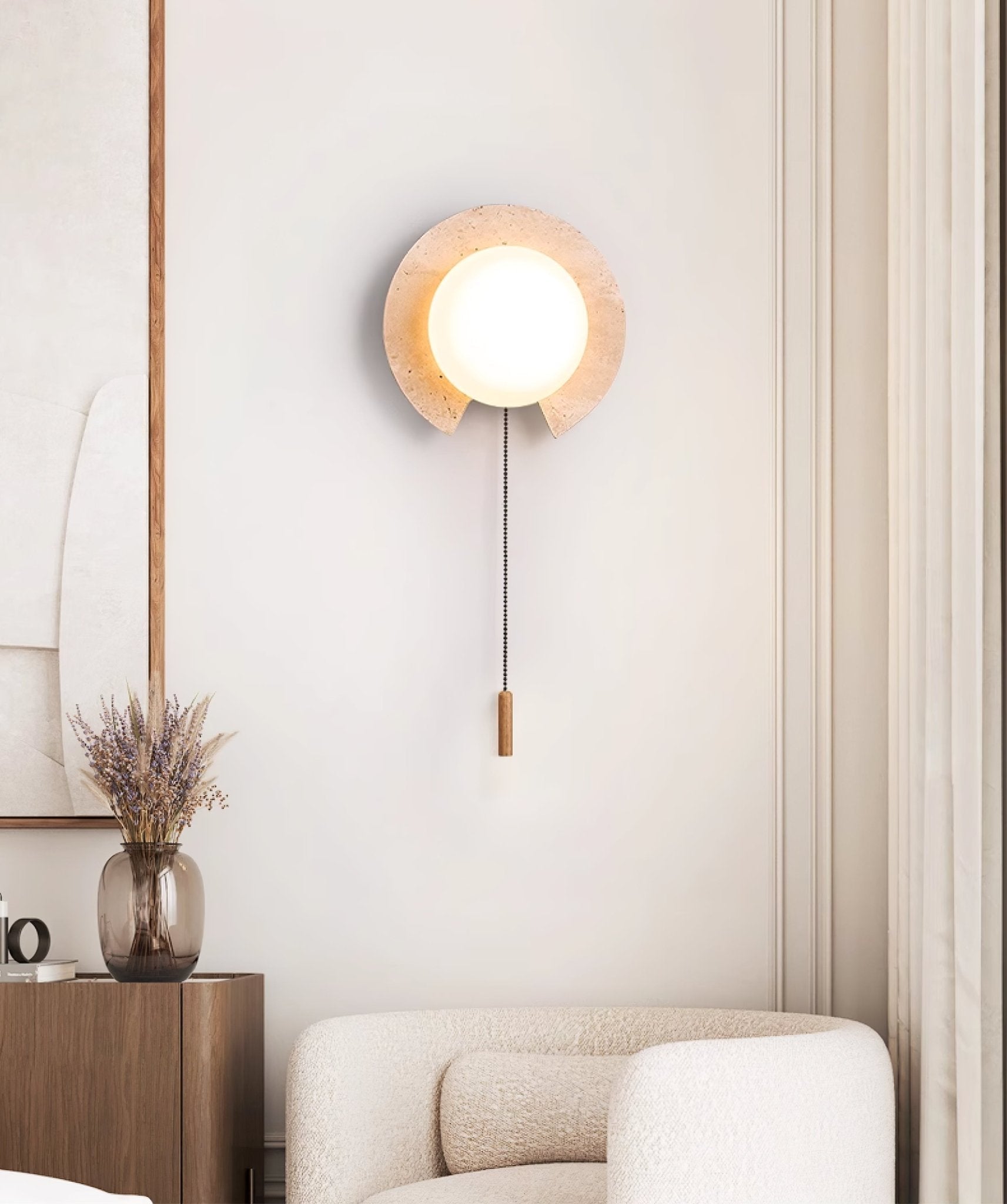 Zamaryra Demi-Circulaire Travertin Luminaire Mural - Neutralighting