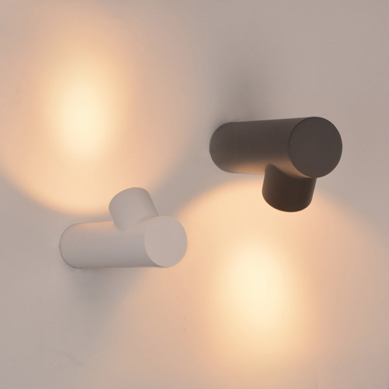 Ray Applique Murale Cylindrique Moderne, Métal/Verre, Blanc/Noir, Extérieur - Neutralighting