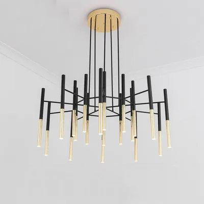 Solara Lustre Moderne Tiges Noir Or - Neutralighting