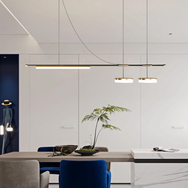 Arisha Longueur Moderne LED Suspension Noir Métal Salle À Manger - Neutralighting