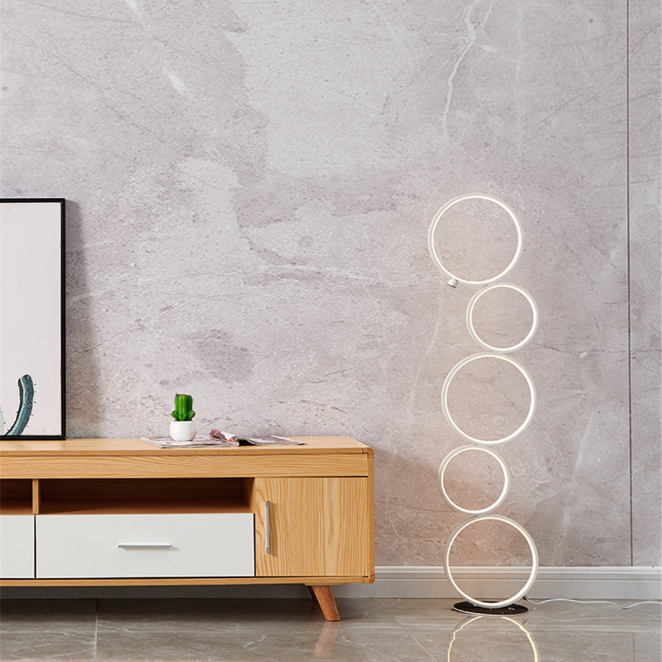 Arisha Lampadaire Sur Pied Rond Minimaliste, Blanc/Noir, Salon - Neutralighting