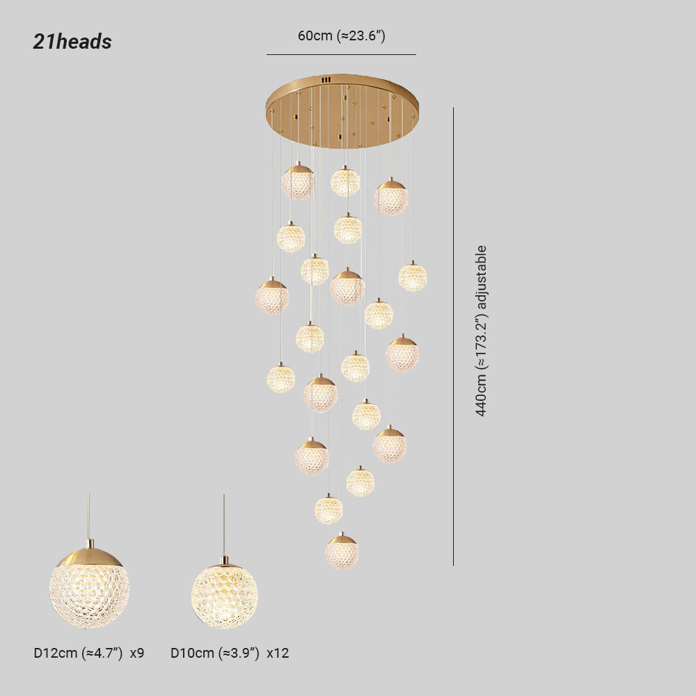 Arisha Luminaires Suspensions Multi/Bulle Moderne Métal/Acrylique Doré Chambre à Coucher - Neutralighting