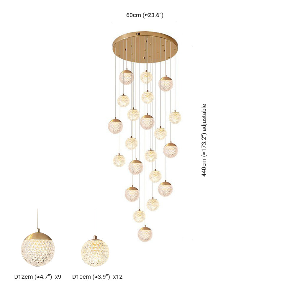Arisha Luminaires Suspensions Multi/Bulle Moderne Métal/Acrylique Doré Chambre à Coucher - Neutralighting