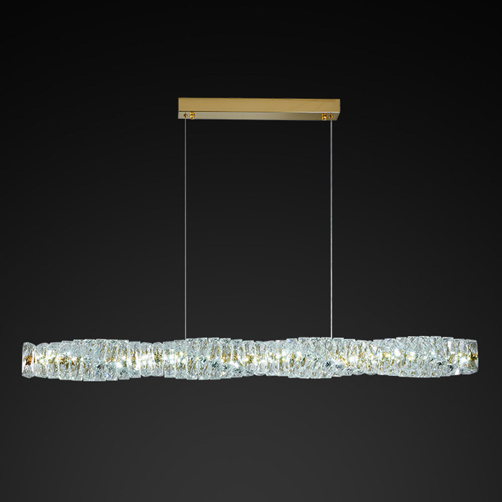 Kristy Suspension Linéaire Simple, Acier/Cristal, Or/Argent, Bar/Cuisine