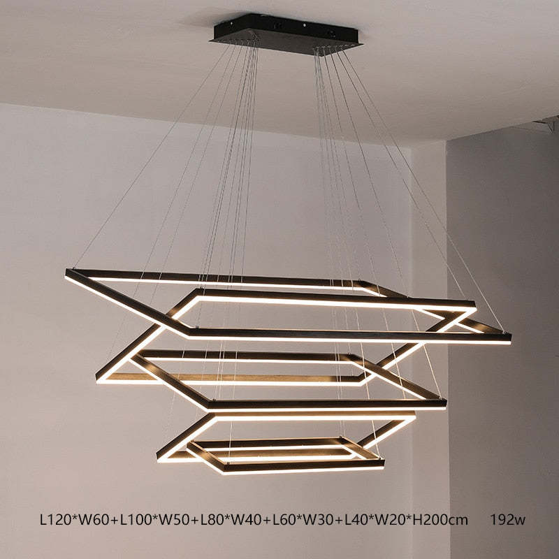 Arisha Suspension Rectangulaire Nordique, Métal/Acrylique, Noir, Chambre à Coucher/Salon - Neutralighting