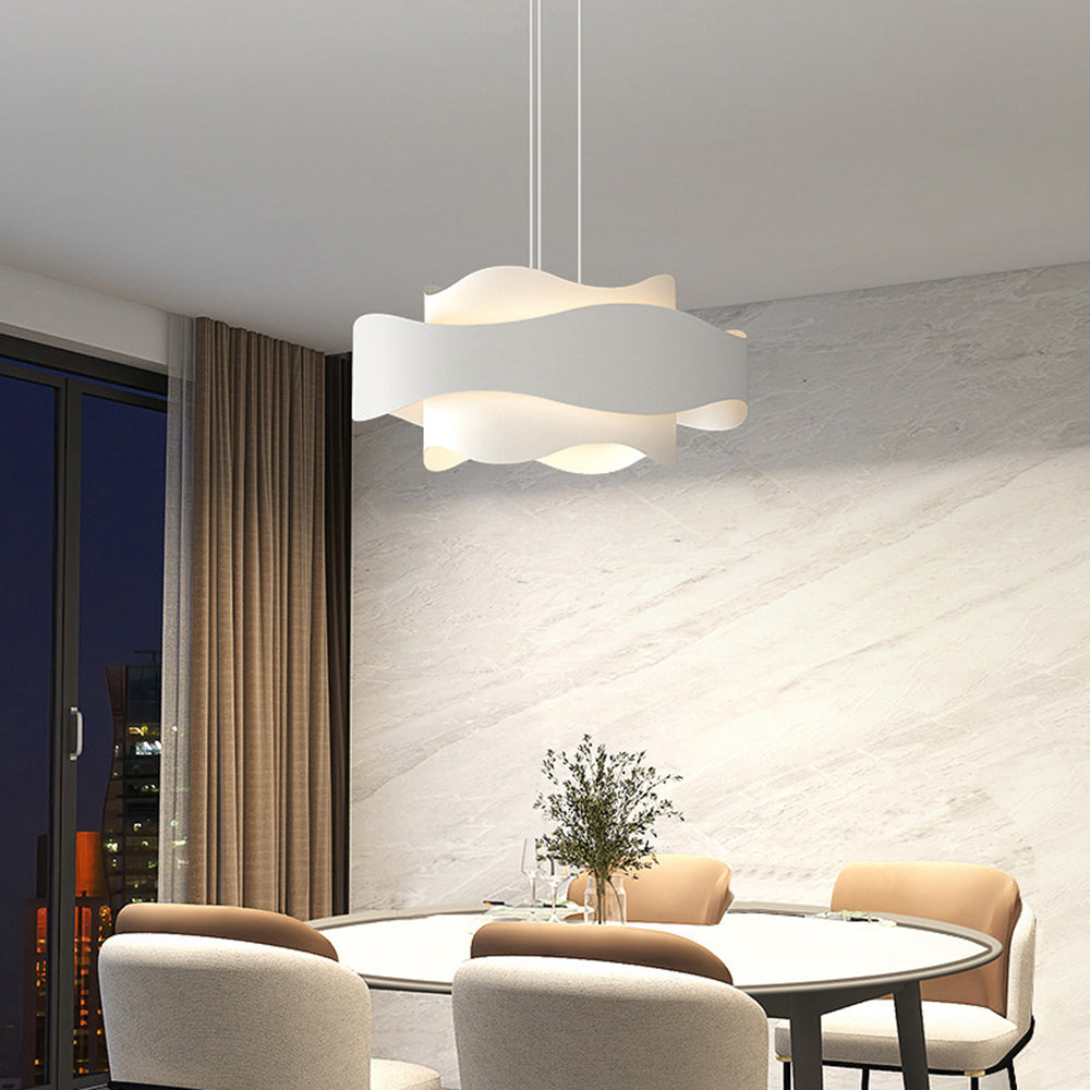 Arisha Suspension Ronde Contemporaine, Métal, Blanc, Chambre à Coucher/Salle à Manger