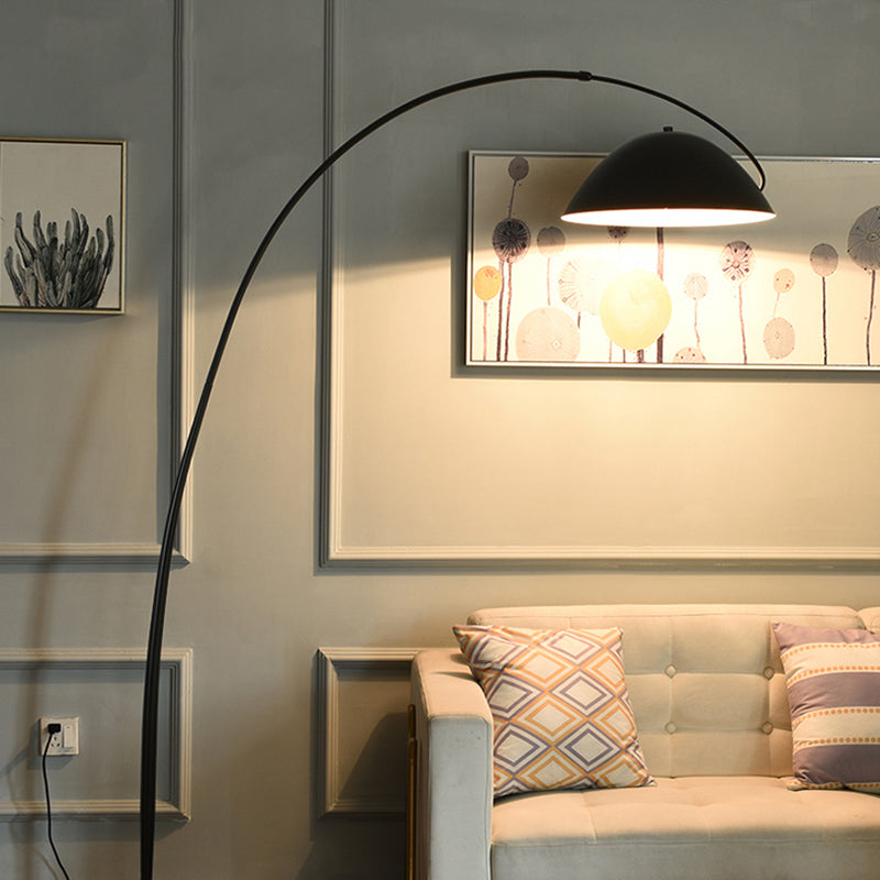 Arisha Lampadaire Canne à Pêche Simple, Métal, Noir, Salon - Neutralighting