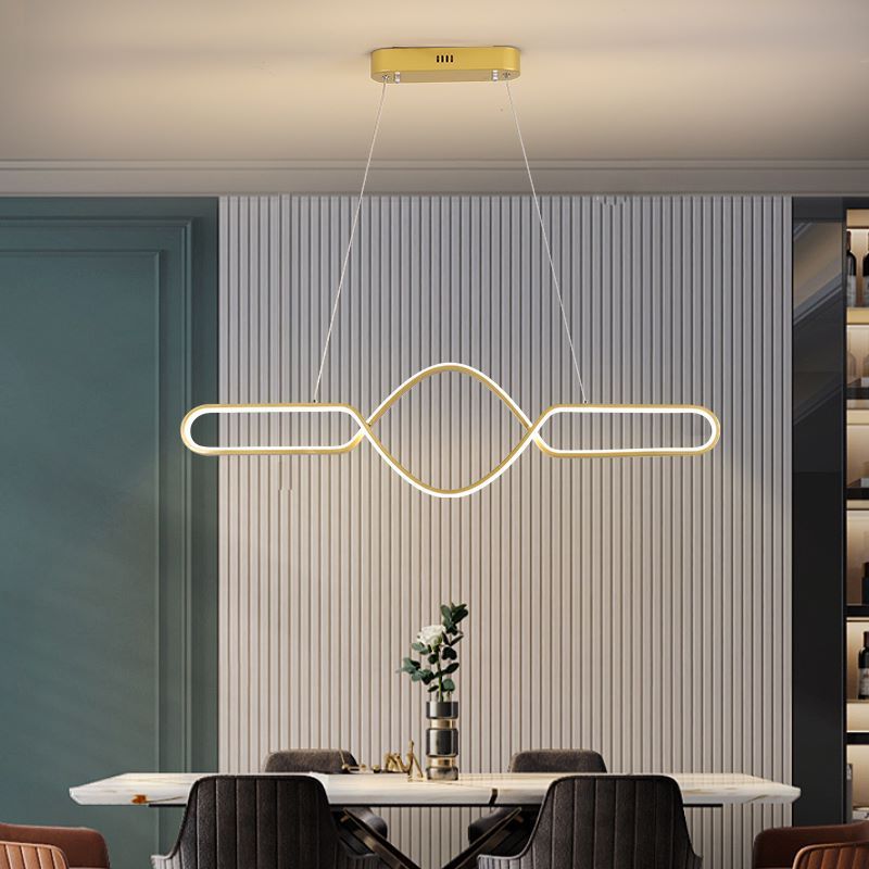 Arisha Suspension LED Linéaire, Métal/Gel de Silice, Noir/Or, Salle à Manger - Neutralighting