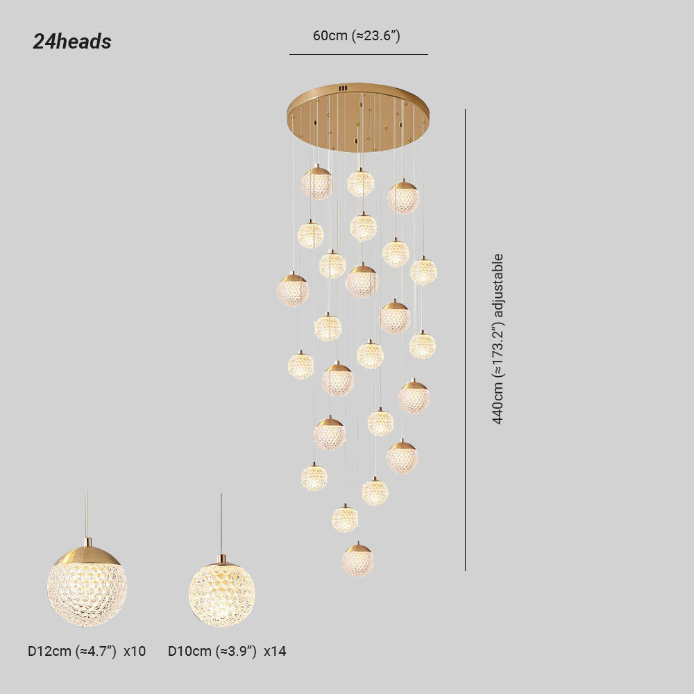 Arisha Luminaires Suspensions Multi/Bulle Moderne Métal/Acrylique Doré Chambre à Coucher - Neutralighting