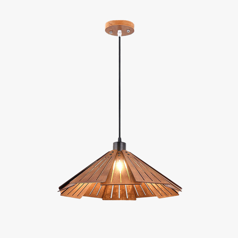 Muto Luminaires Suspension Rétro, Jaune/Brun, Métal & Bois - Neutralighting