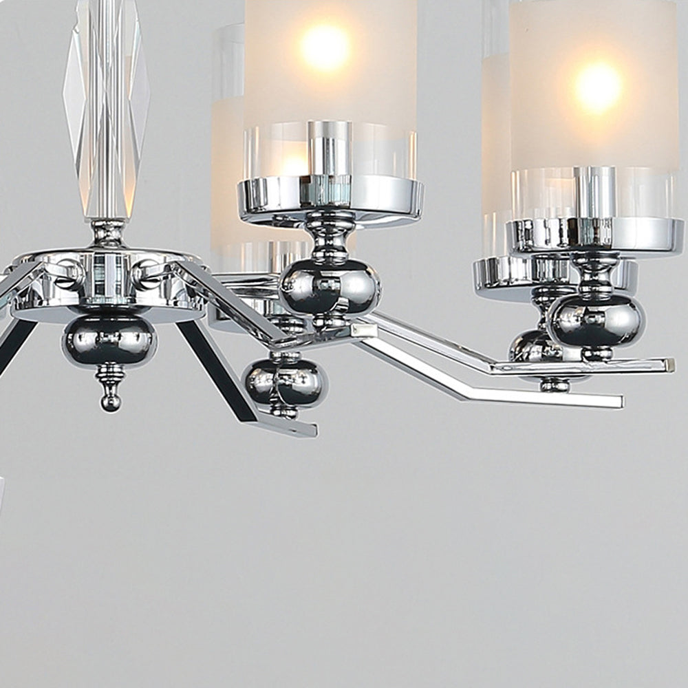 Silva Suspension Cylindre Moderne, Métal/Verre, Chromé, Salon/Salle à Manger - Neutralighting