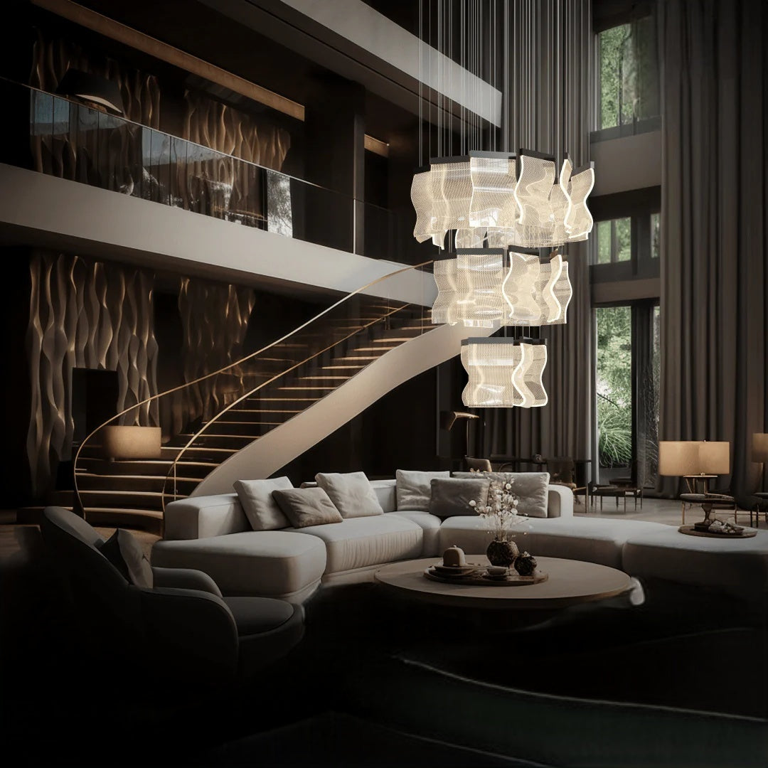 Kristy Moderne Or LED Lustre Métal Acrylique Chambre/Salon