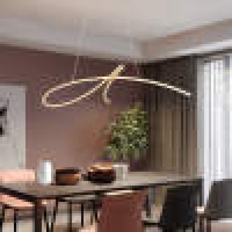 Arisha Suspension Linéaire Simple, Métal, Noir/Or, Salon - Neutralighting