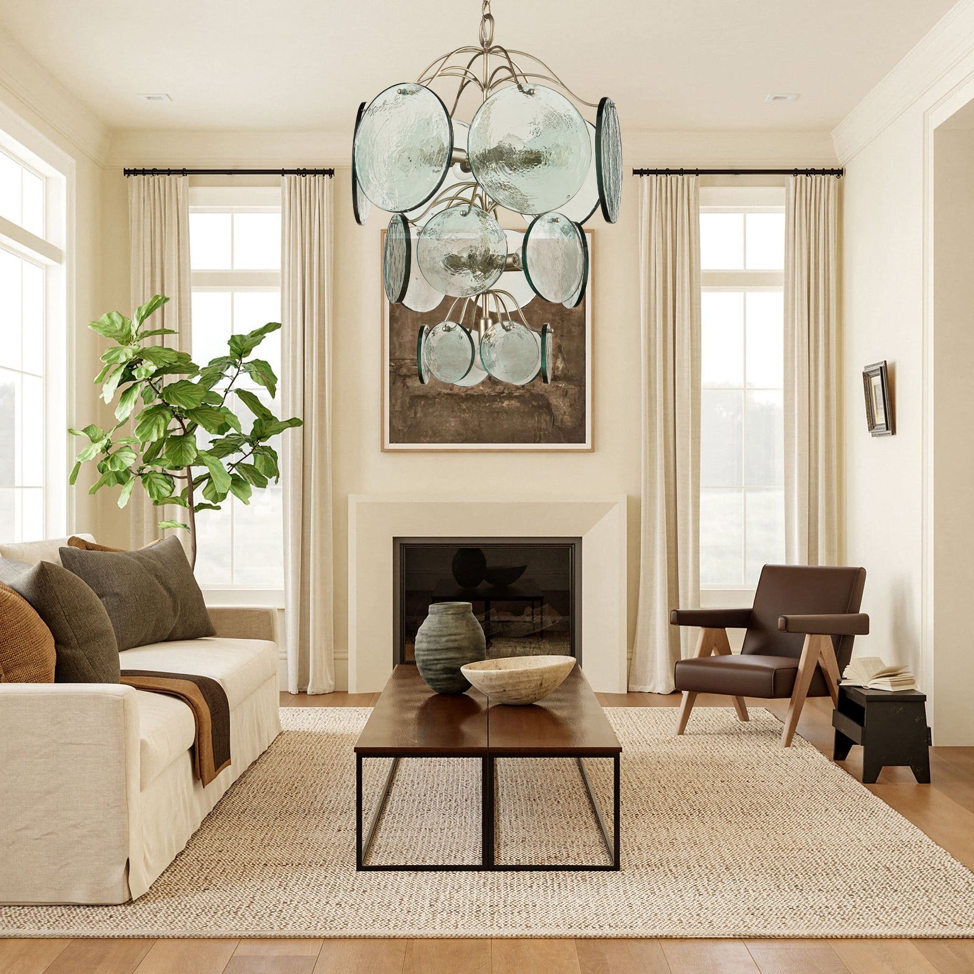 Aurora Chandelier en Verre Disc Moderne - Neutralighting