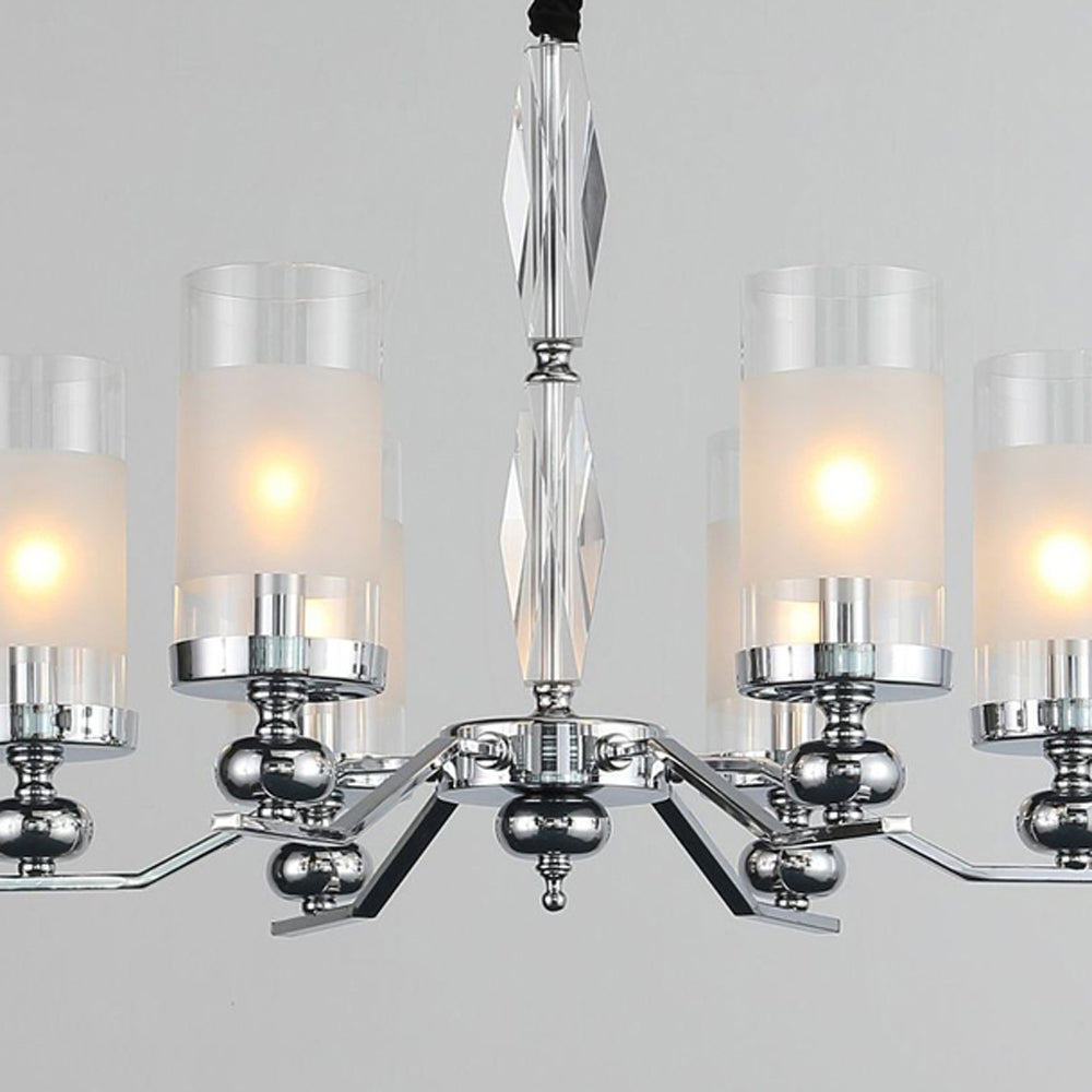 Silva Suspension Cylindre Moderne, Métal/Verre, Chromé, Salon/Salle à Manger - Neutralighting