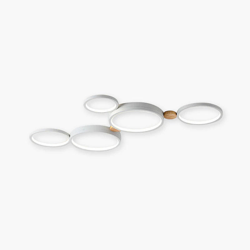 Fylo Plafonnier Rond Moderne. Métal/Bois. Blanc/Gris/Vert. Salon - Neutralighting